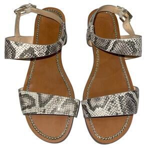 Vince Camuto Rentin Natural Gold Metallic Snakeskin Leather Sandals Size 8.5